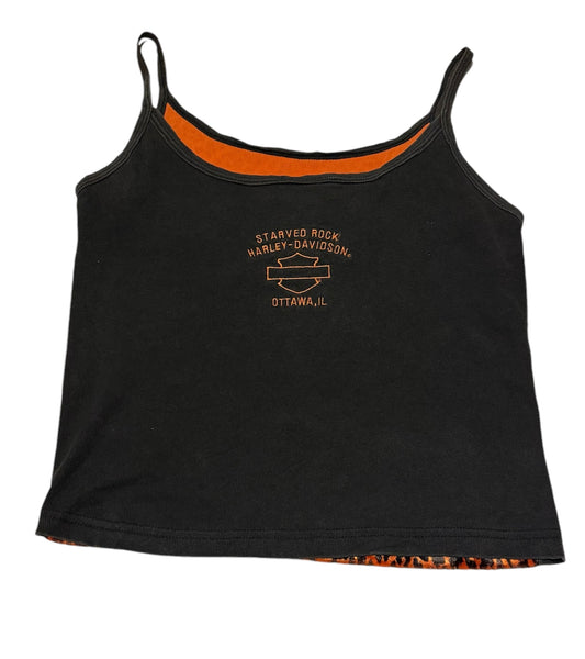 Vintage Harley Davidson Leopard Velvet Tank Top (S)