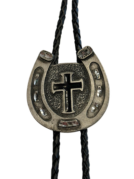 Bolo Tie -Cross in Horseshoe