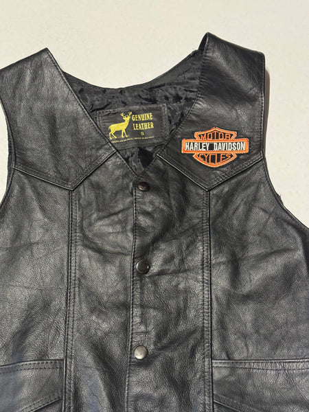 Vintage Harley Davidson leather Biker Vest (S)