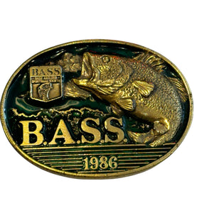 Vintage BASS Fish Belt Buckle 1986 - Green