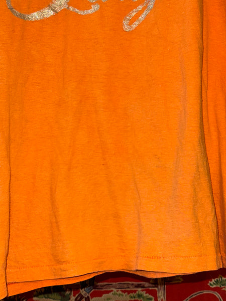Vintage Orange Glitter Foxy Lady T-shirt (S/M)