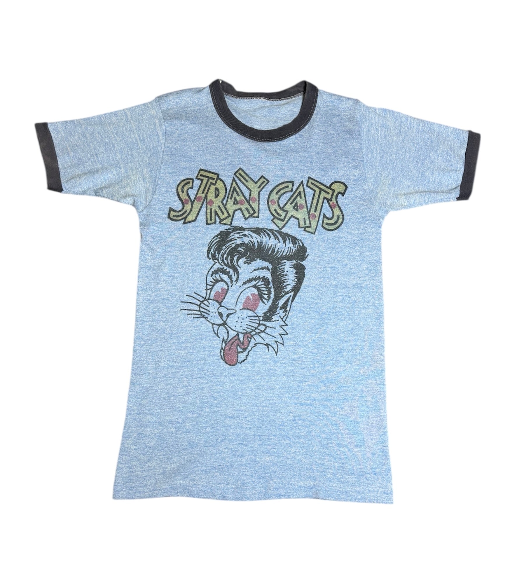 Vintage Stray Cats 80s Ringer T-shirt (XS-S)