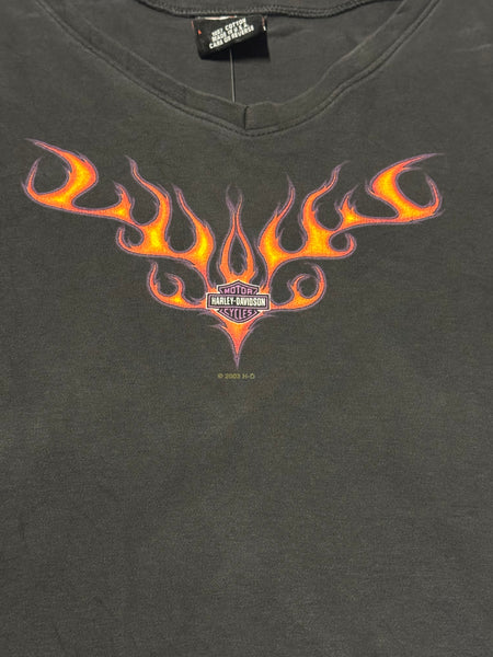 Vintage Harley Davidson Flame Crop Tee (L)