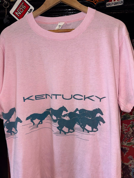 Vintage Pink Kentucky Horses T-shirt (XL)