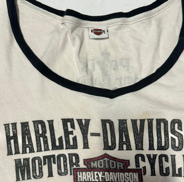 Vintage Harley Davidson Crop White Stripe Sleeve (L)