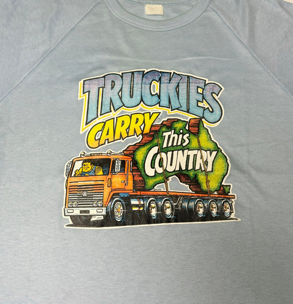Vintage ‘Truckies Carry This Country’ Blue Ringer T-shirt (M-L)