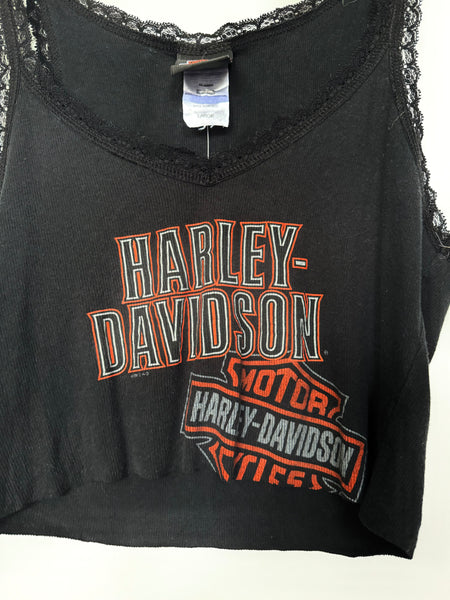 Vintage Harley Davidson Crop Lace Tank (M-L)