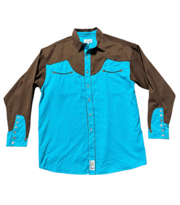 Vintage ‘Panhandle Slim’ Blue and Brown  - Western Shirt (L)