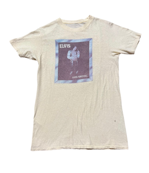 Vintage Yellow Elvis ‘Lives Forever’ T-shirt (XS)