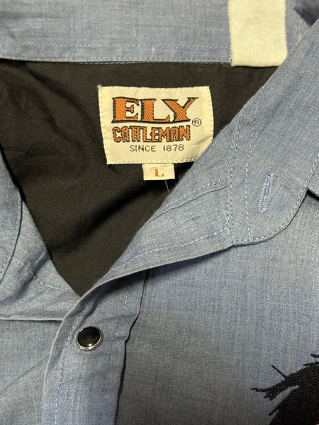 Vintage Two Tone with USA Horses ‘Ely Cattleman’ - Western Shirt (L)