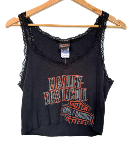 Vintage Harley Davidson Crop Lace Tank (M-L)