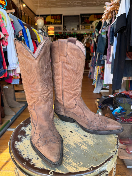 Vintage Light Nubuck Suede Cowboy Boots (10 Womens)