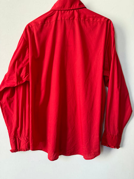 Vintage Red 70s Frill Prom Shirt (XL)