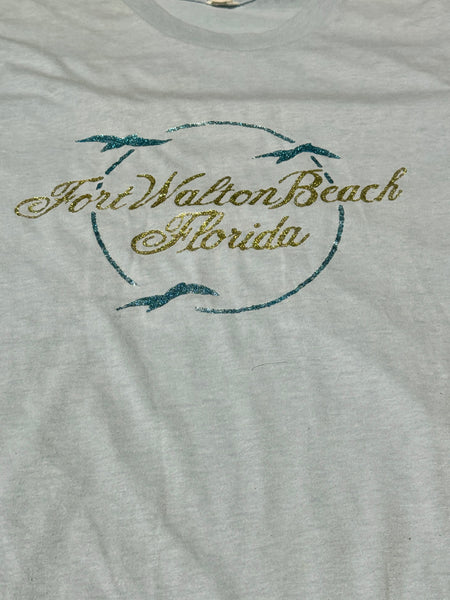 Vintage Glitter Florida Beach T-shirt (L/XL)