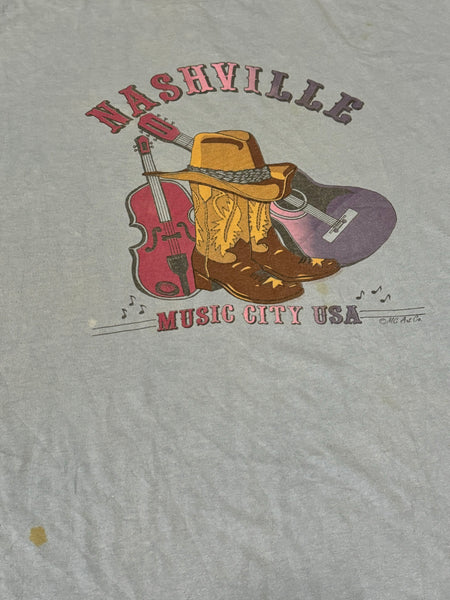 Vintage Nashville Music City & Cowboy Boots  T-shirt (L-XL)