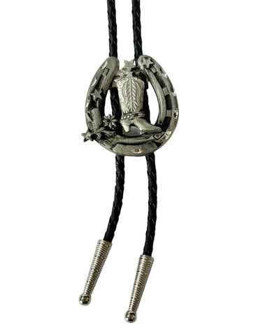 Bolo Tie - Cowboy Boot Horseshoe - Made in USA
