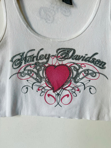 Vintage Harley Davidson White Heart Tank (M)