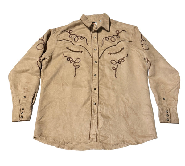 Vintage ‘B&D’ Faux Suede Western Shirt - (XL)