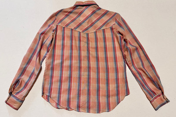 Vintage Pink and Blue Western Shirt (S)