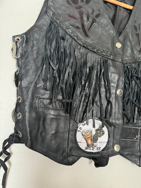 Vintage Woman’s leather Biker Vest (S-M)