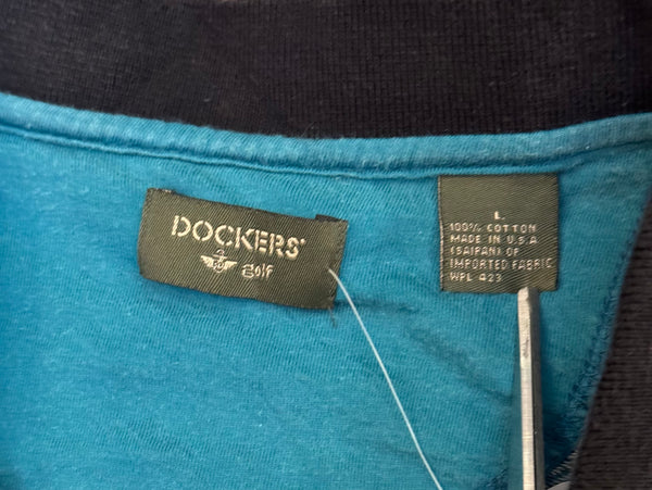 Vintage 70s Polo Shirt ‘Dockers Golf’ Blue (L)