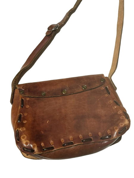 Vintage Western Tooled Leather Bag - Cross