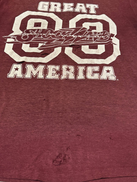 Vintage Burgundy Shockwave 80 America Thrashed T-shirt (S-M)