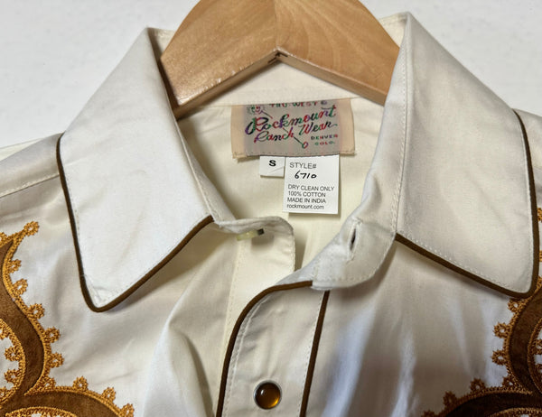 Rockmount Ranch Wear Western Shirt -Chamois & Embroidery in Ivory