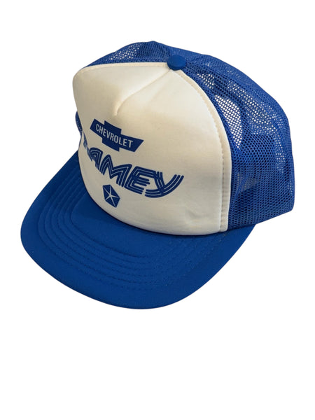 Vintage Chevy Ramey White Blue Trucker Hat