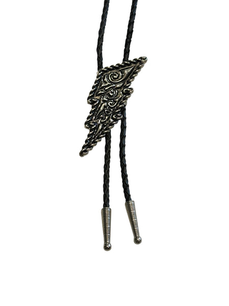 Bolo Tie - Silver Lightening Bolt