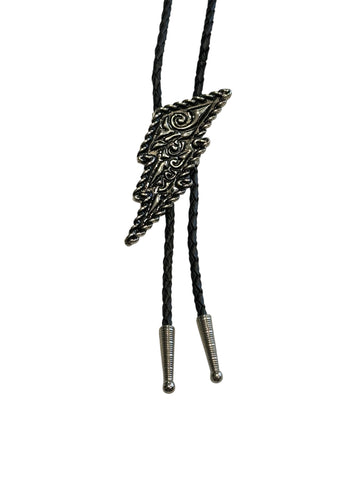 Bolo Tie - Silver Lightening Bolt