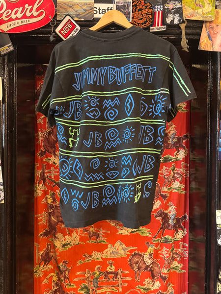 Vintage Neon Frog Jimmy Buffett Black T-shirt (L)