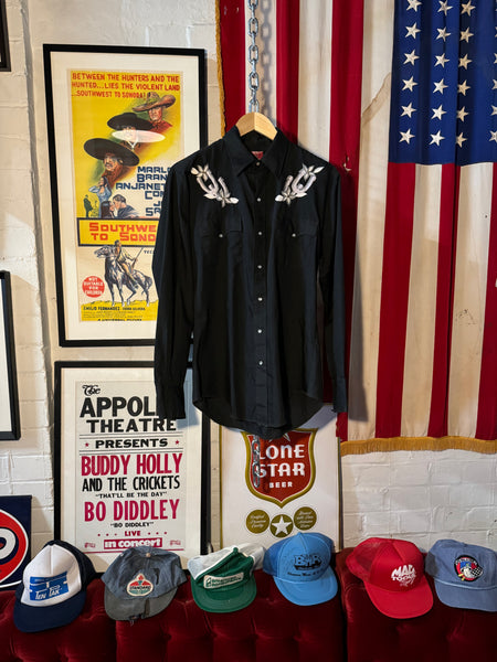 Vintage Black Western Shirt (M)