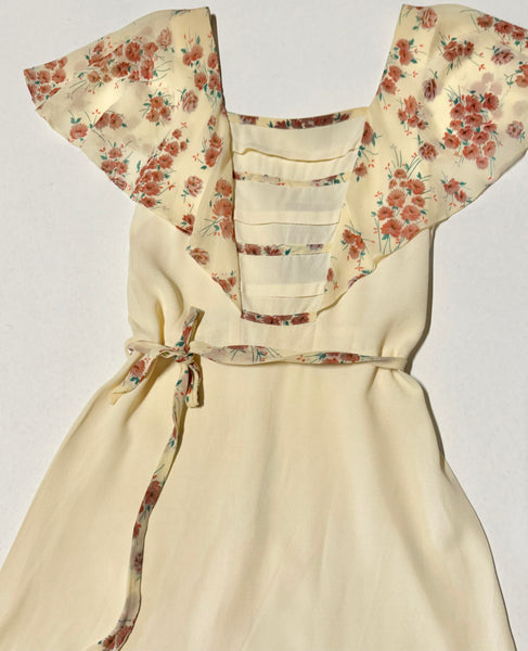 Vintage Cream Floral Dress (10 )