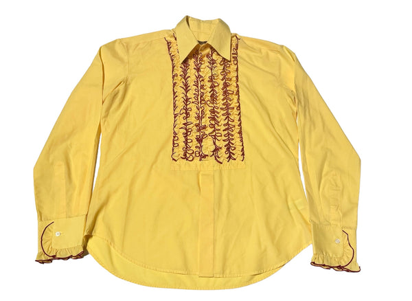 Vintage Yellow 80s Frill Prom Shirt (L-XL)