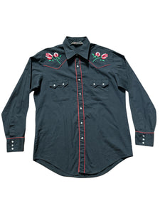 Vintage Black with Roses ‘Romani’ - Western Shirt (L)