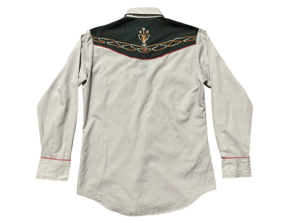 Vintage ‘Jean Rive’ Two Tone Grey with Embroidery - Western Shirt (M)