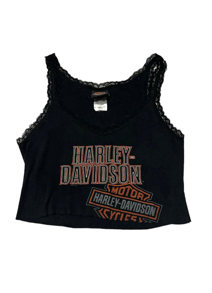 Vintage Harley Davidson Crop Lace Tank (M-L)