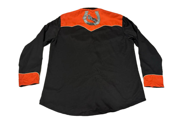 Scully Western Shirt - Motorcycle - Orange and Black  (XL)