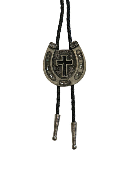 Bolo Tie -Cross in Horseshoe