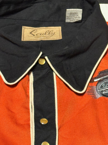 Scully Western Shirt - Motorcycle - Orange and Black  (XL)