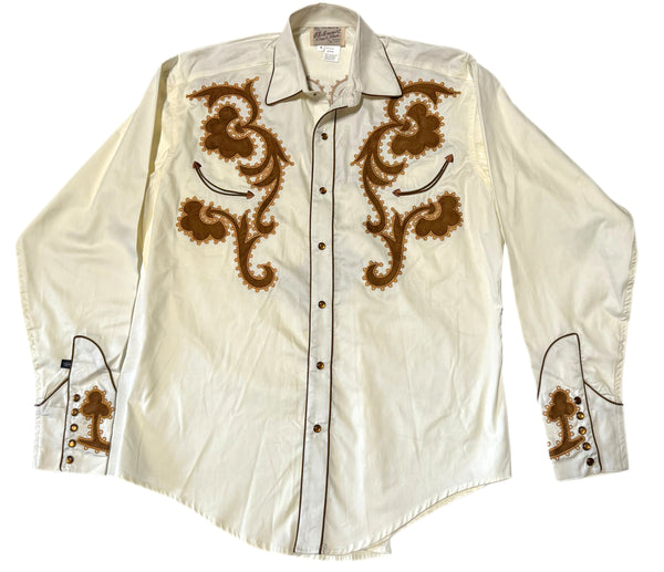 Rockmount Ranch Wear Western Shirt -Chamois & Embroidery in Ivory