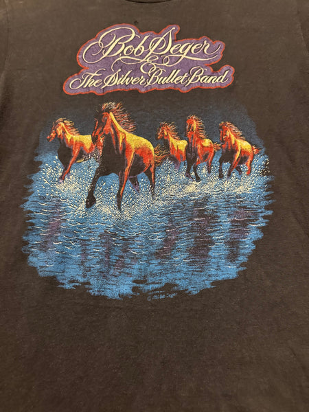 Vintage Bob Seger Horses Navy T-shirt (S/M)