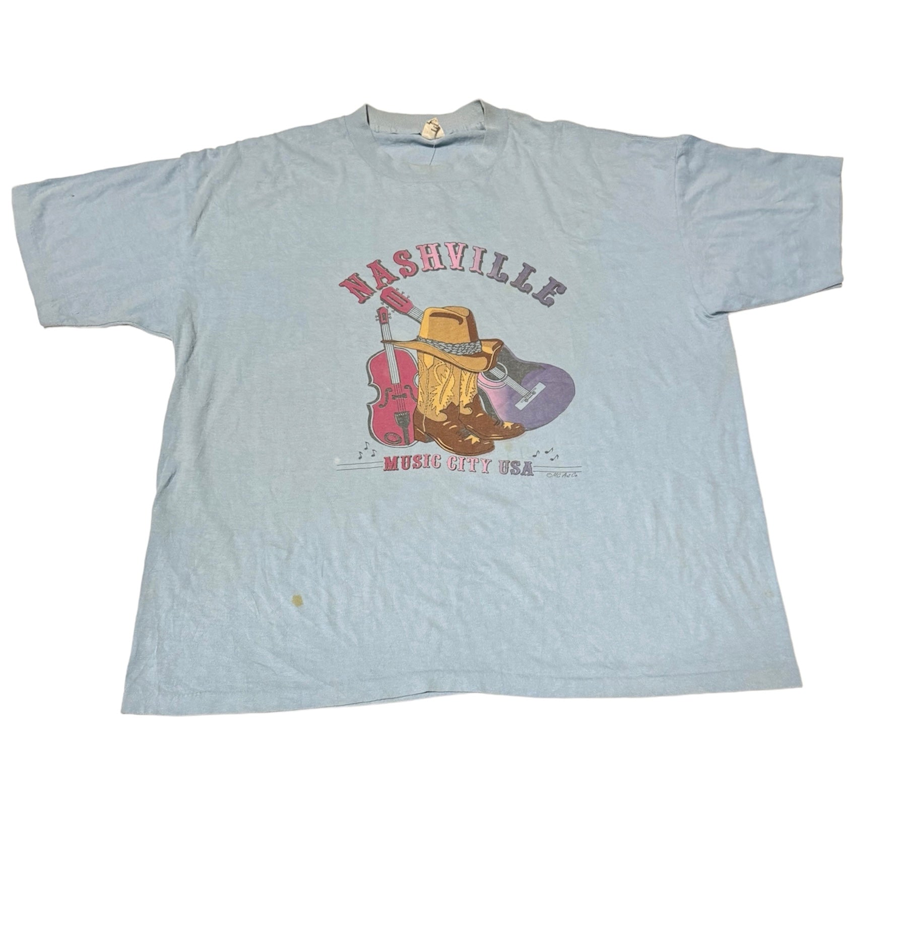 Vintage Nashville Music City & Cowboy Boots  T-shirt (L-XL)