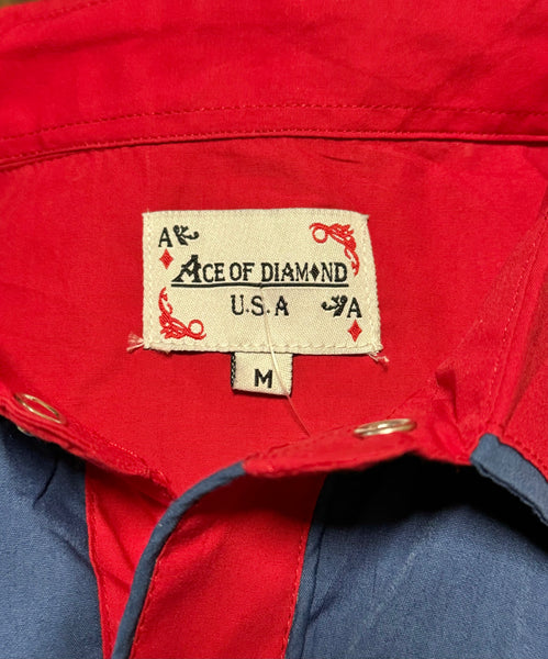 Vintage Red and Blue ‘Ace of Diamond’ - Western Shirt (M)