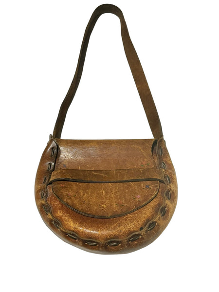 Vintage Western Tooled Leather Bag - Tiny Flowers