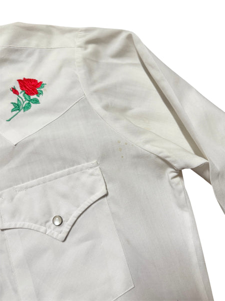 Vintage ‘Ely Plains’ White with Roses Western Shirt (S/M)