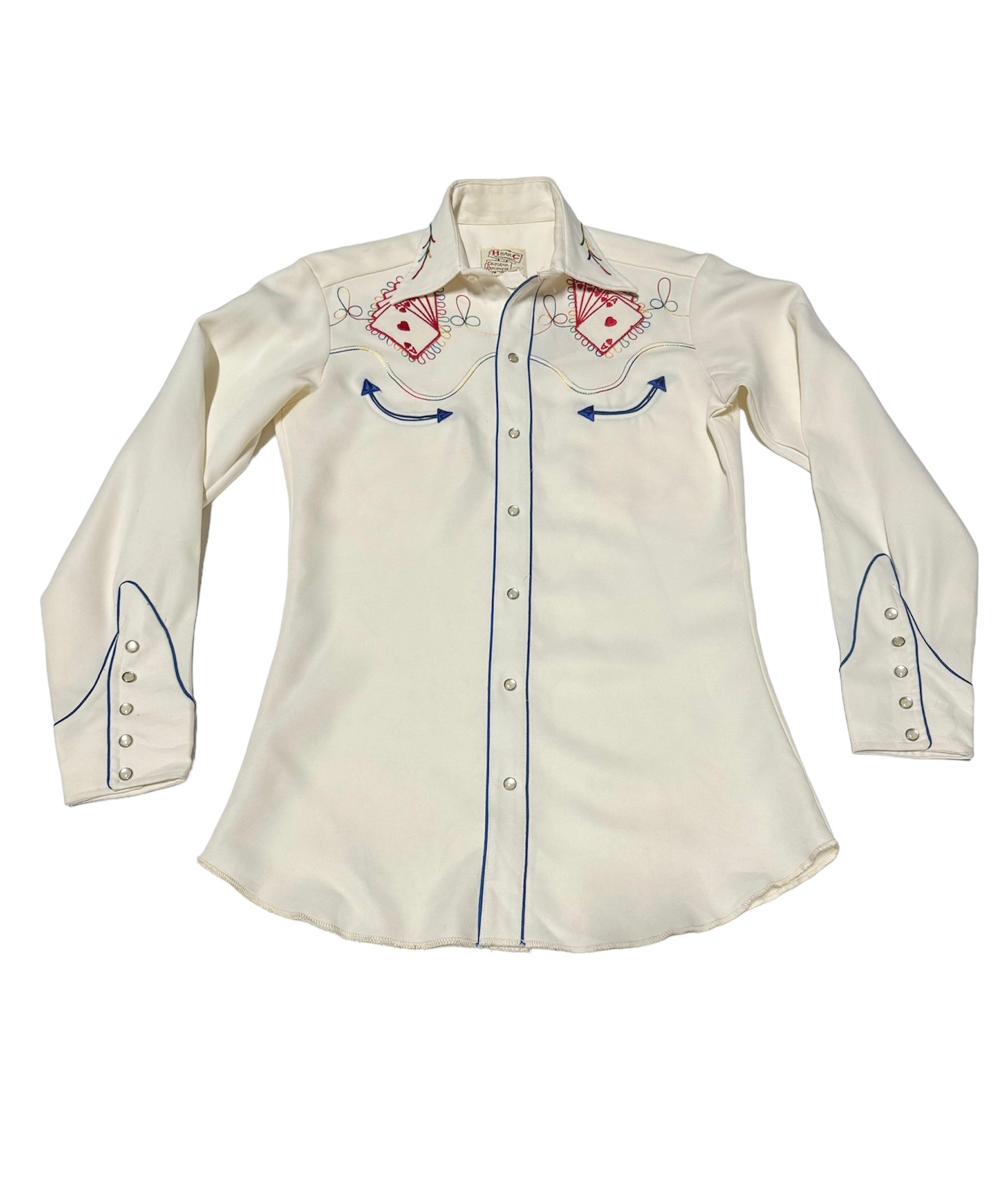 Vintage H Bar C California Ranchwear White ‘Royal Flush’ Western Shirt (S)