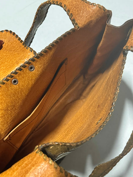 Vintage Western Tooled Leather Bag - Flowers