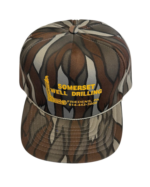 Vintage Somerset Well Drilling Camo Trucker Hat